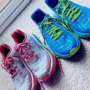 Two pairs Hoka One One running shoes